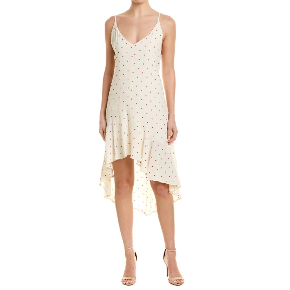 BB Dakota Red Polka Dot Midi Dress Size Small S White Spring Lightweight Brunch